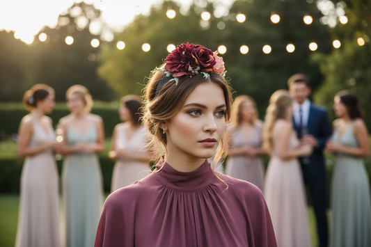 Winter Floral Headband | Burgundy