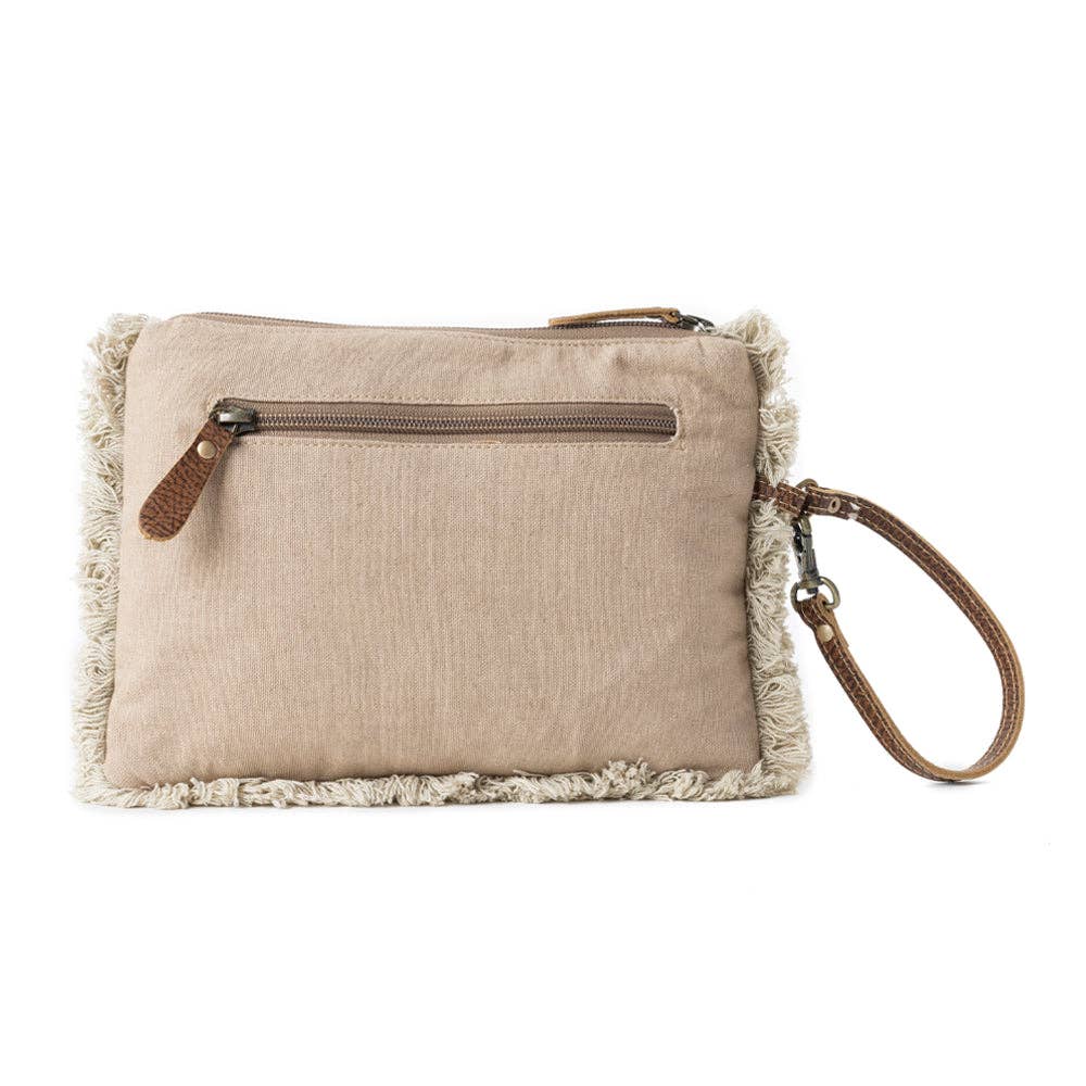 Meadow Lace Embroidered Pouch in Ivory Bloom