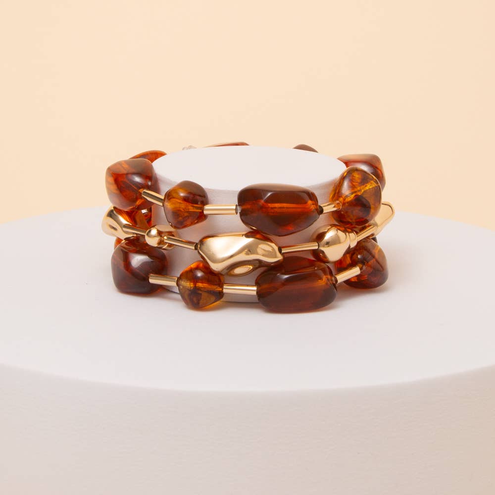 Multi Stone Stackable Stretch Bracelet Set