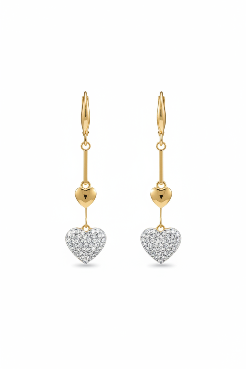 Golden Sweetheart CZ Drop Earrings