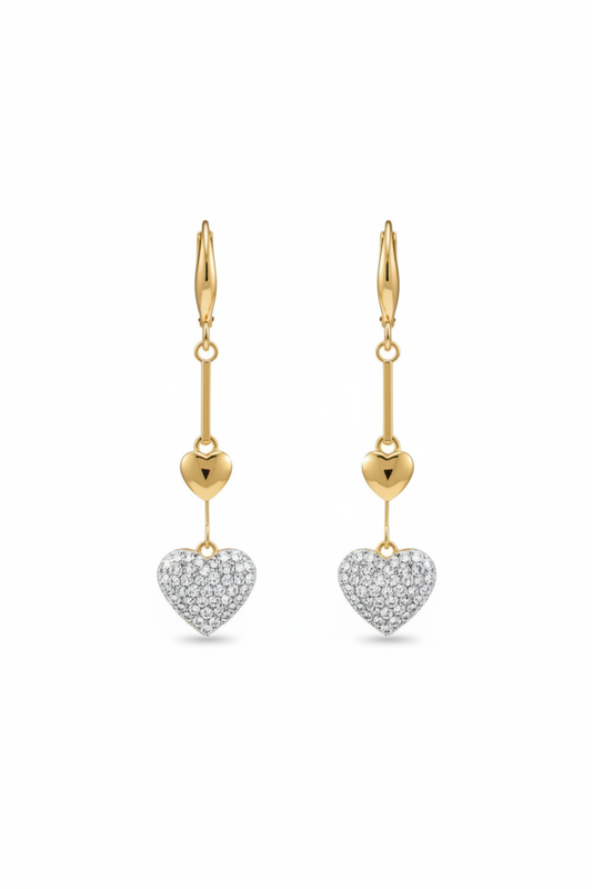 Golden Sweetheart CZ Drop Earrings