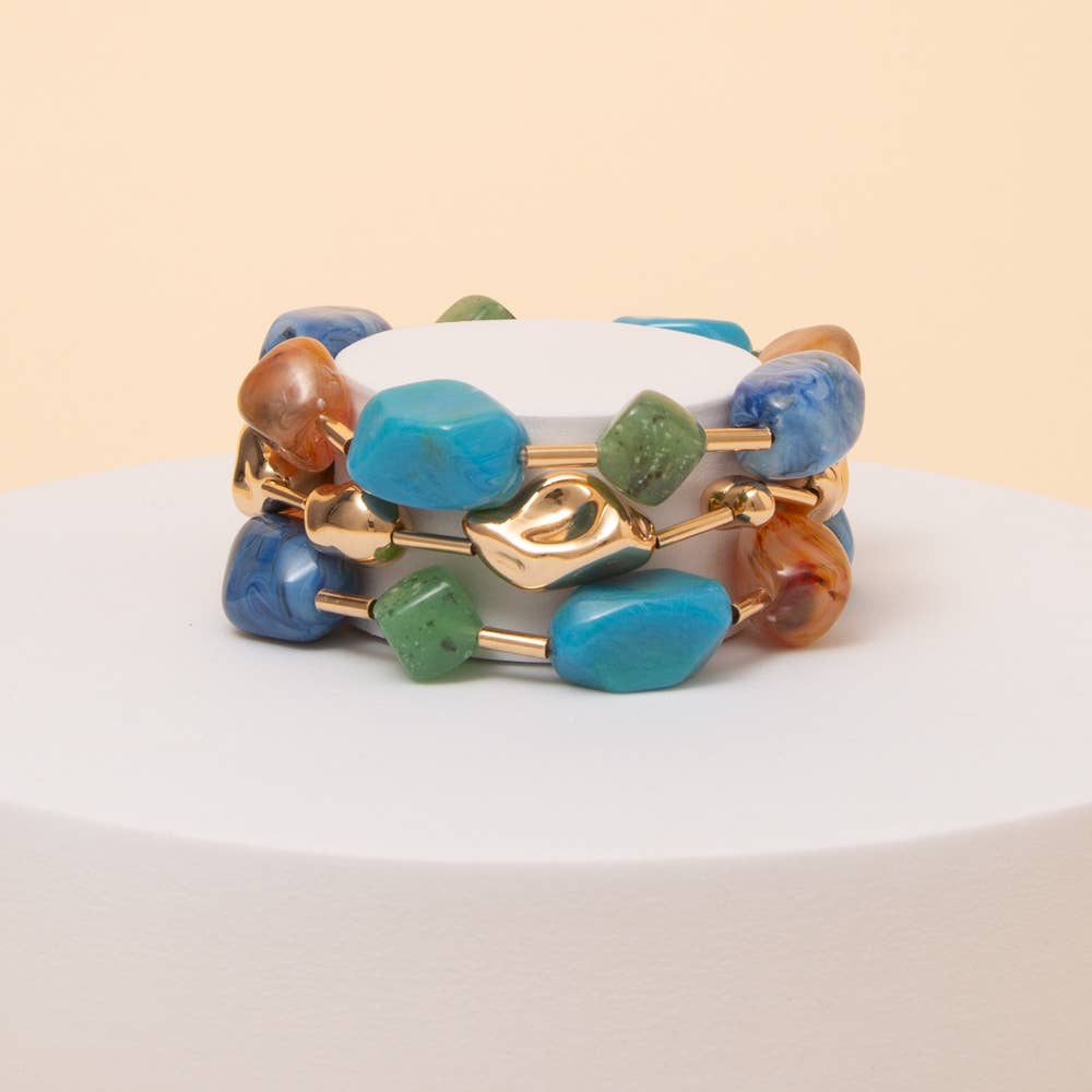 Multi Stone Stackable Stretch Bracelet Set
