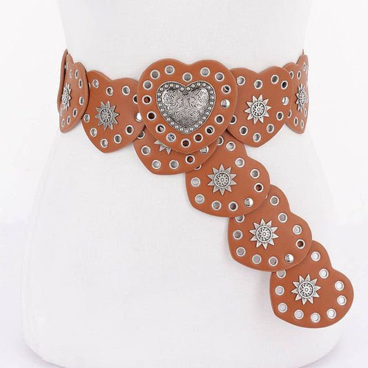 Faux Leather Heart Shape Vintage Belt