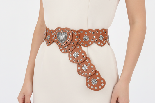 Faux Leather Heart Shape Vintage Belt