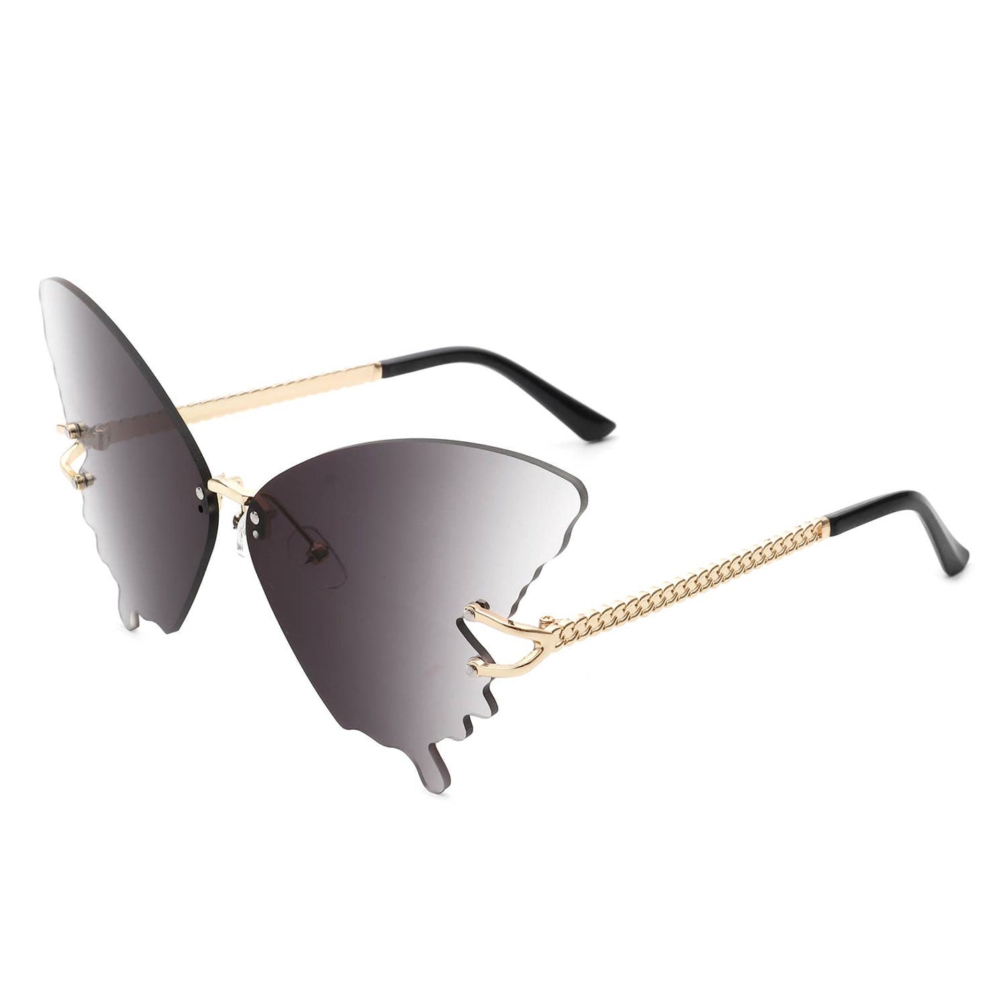 Rimless Oversize Butterfly Tinted Fashion Women Sunglasses