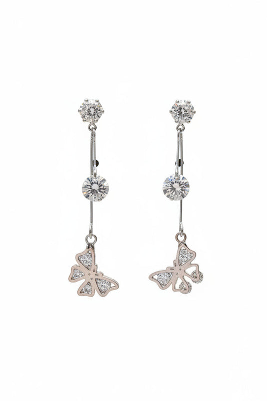 Silver Flutter Glow CZ Earrings