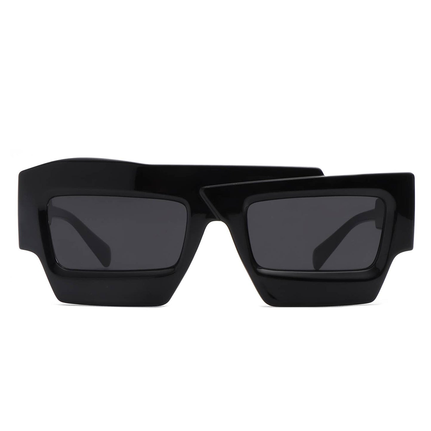 Square Futuristic Flat Top Two-Tone Fashion Sunglasses