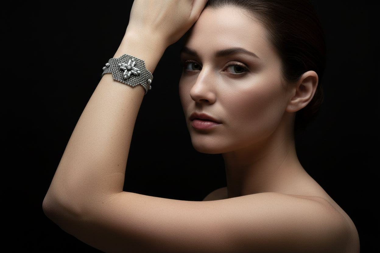 Cross Detail Liquid Metal Bracelet