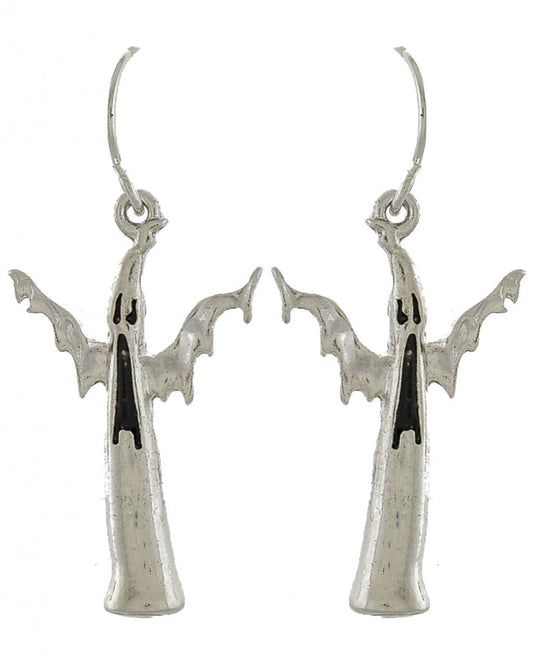 Silver Spooky Ghost Earrings