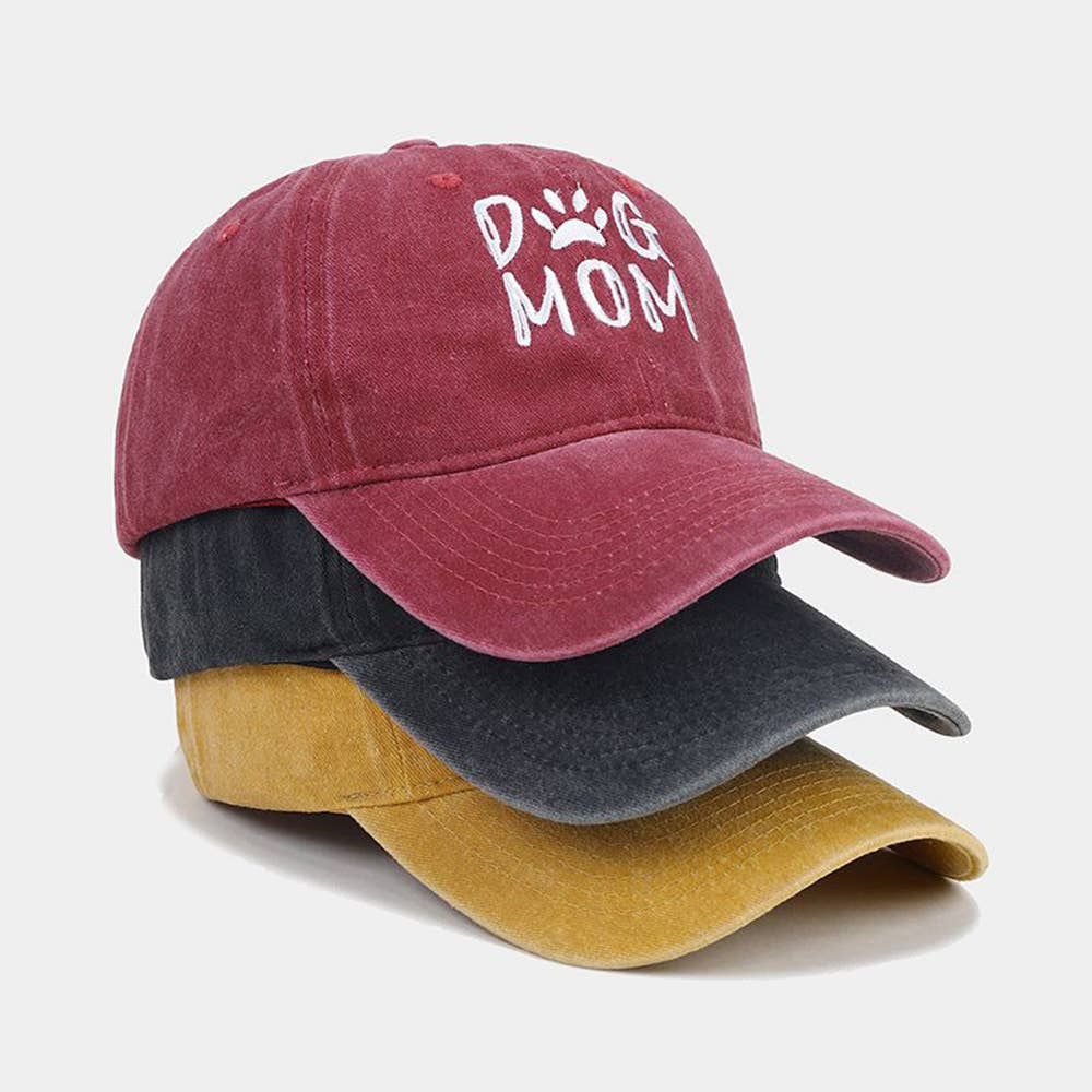 Dog Mom Vintage Washed Embroidered Baseball Cap