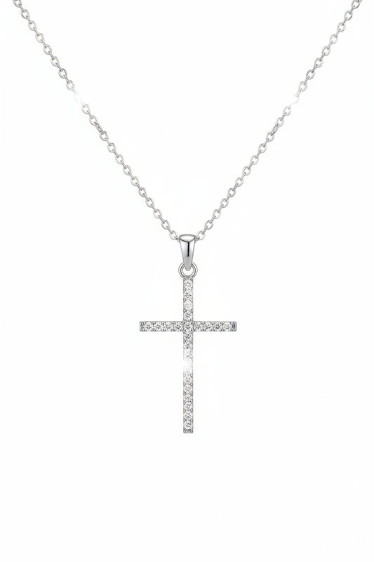 Graceful Light Crystal Cross Necklace