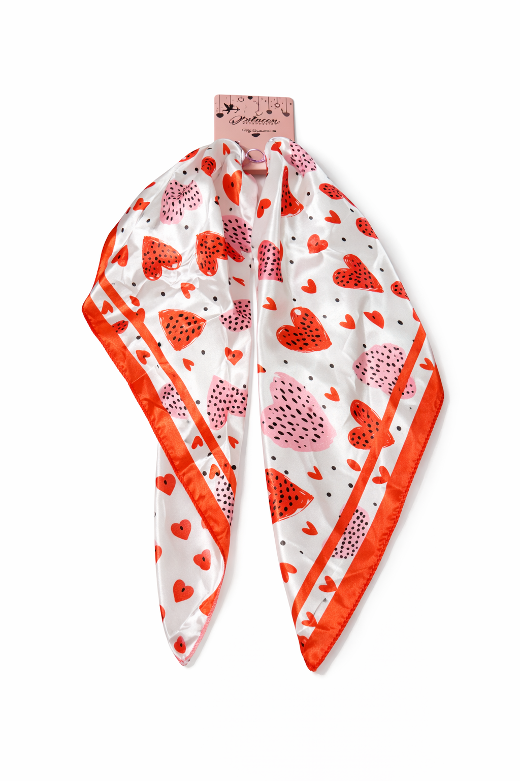 Multiuse Heart Print Satin Scarf