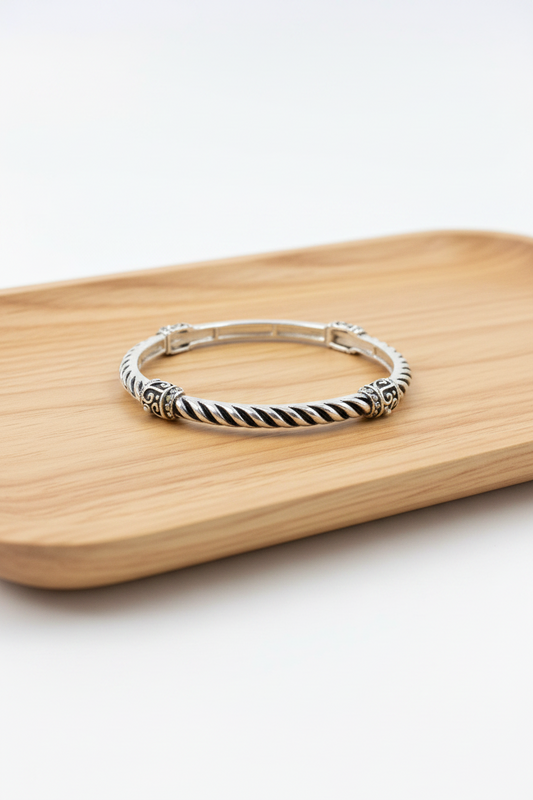 Silver Canyon Twist Strtch Bracelet