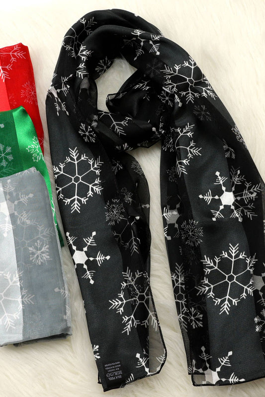 Christmas Snowflake Satin Scarf