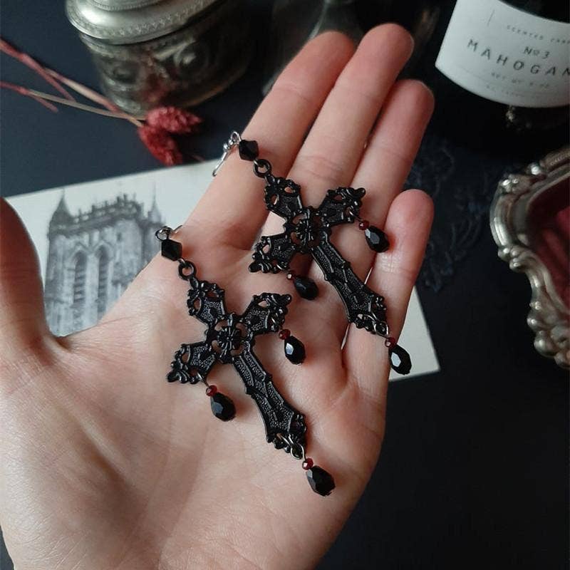 Gothic Diablo Cross Earrings