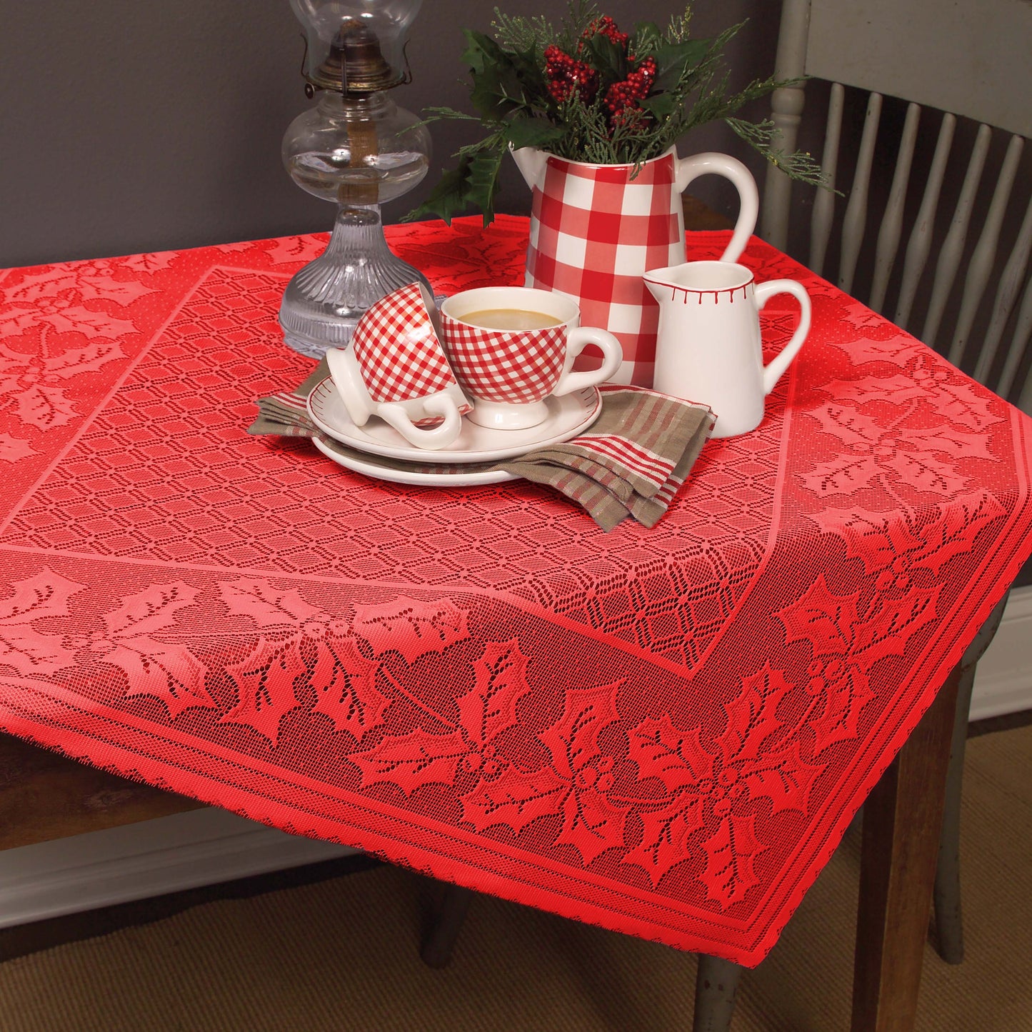Holly Vine Lace Table Topper