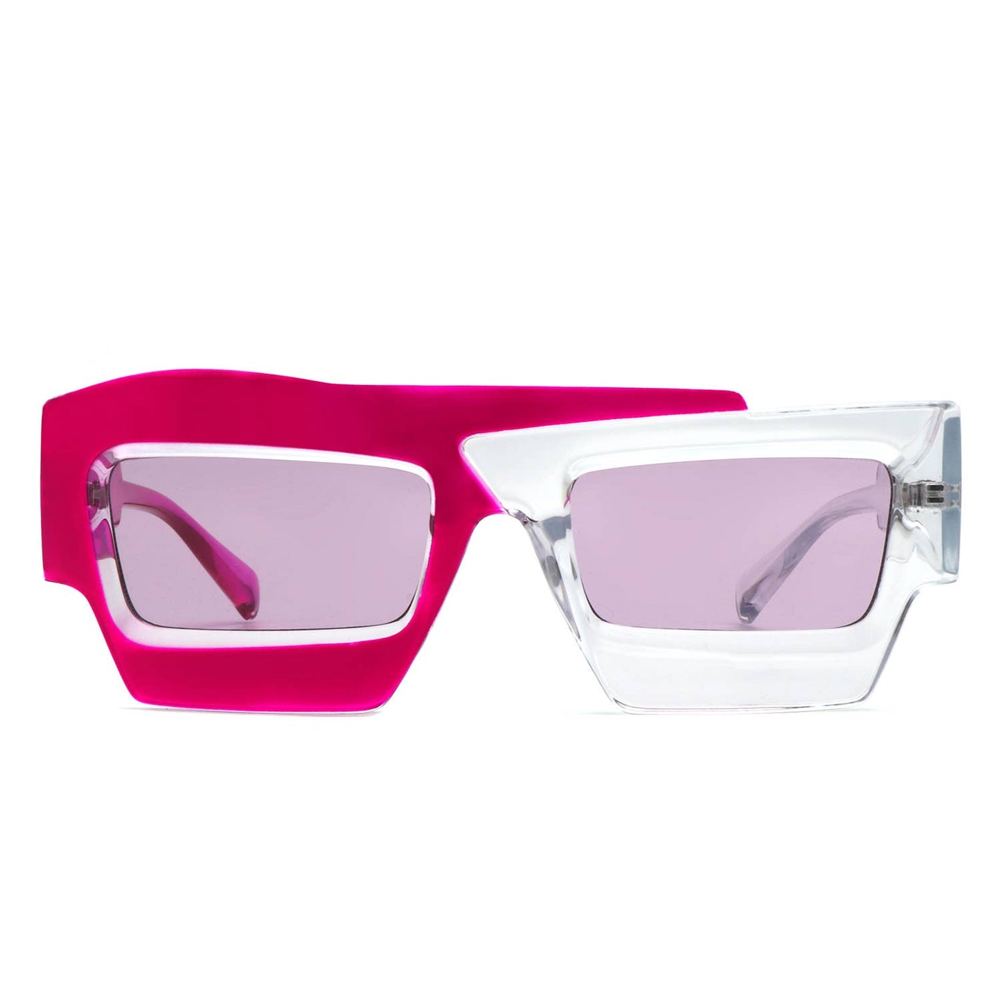 Square Futuristic Flat Top Two-Tone Fashion Sunglasses