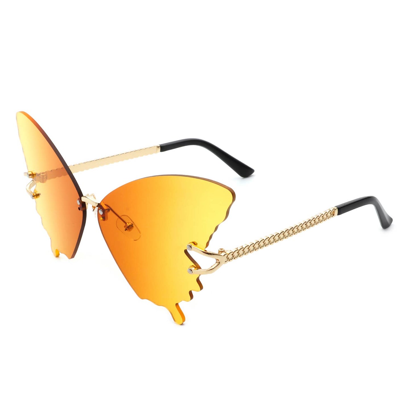 Rimless Oversize Butterfly Tinted Fashion Women Sunglasses