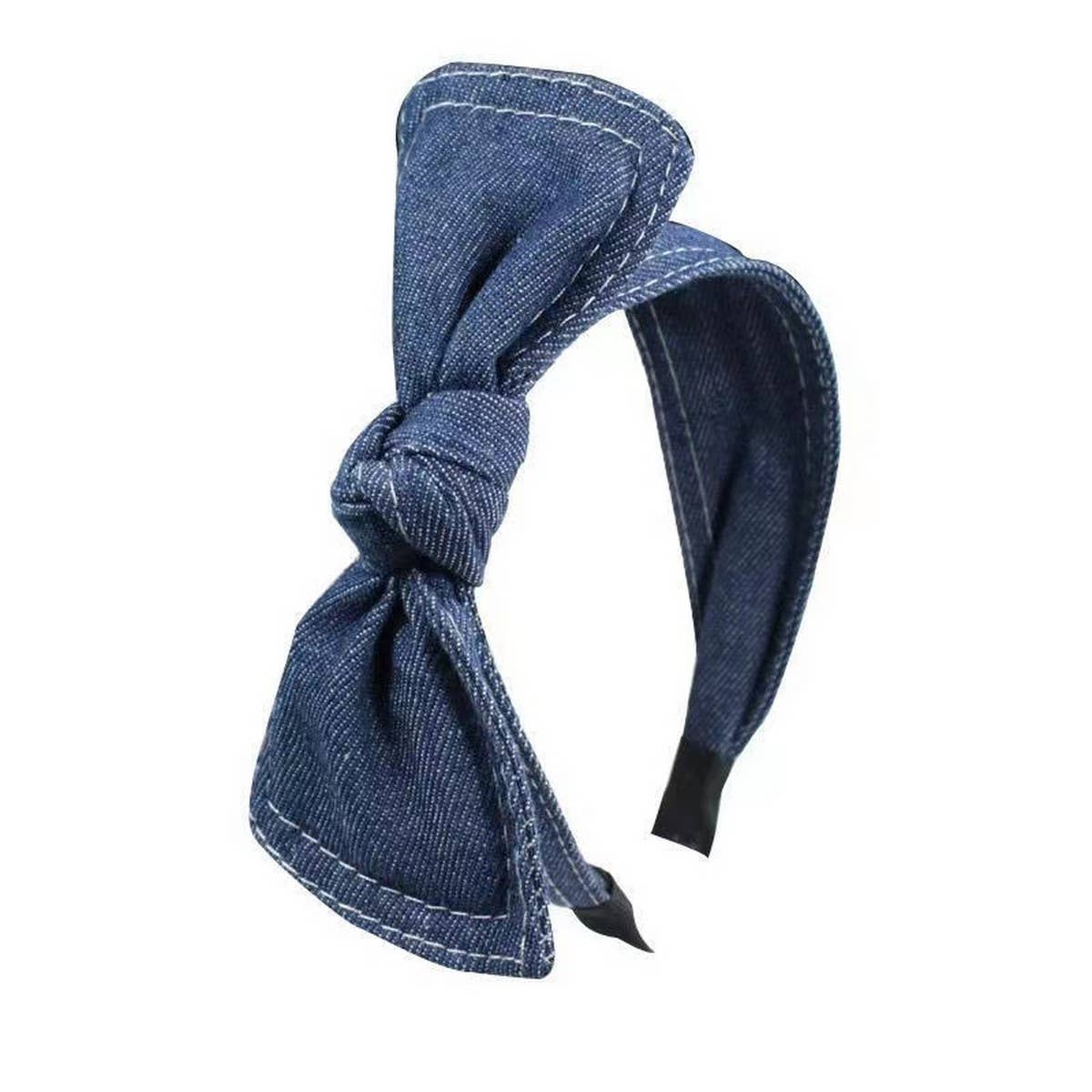 Women's Denim Wide-Brimmed Bow Headband