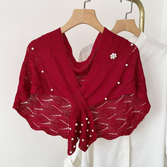Stripped Outer Knitted Shawl