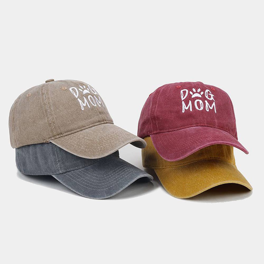 Dog Mom Vintage Washed Embroidered Baseball Cap