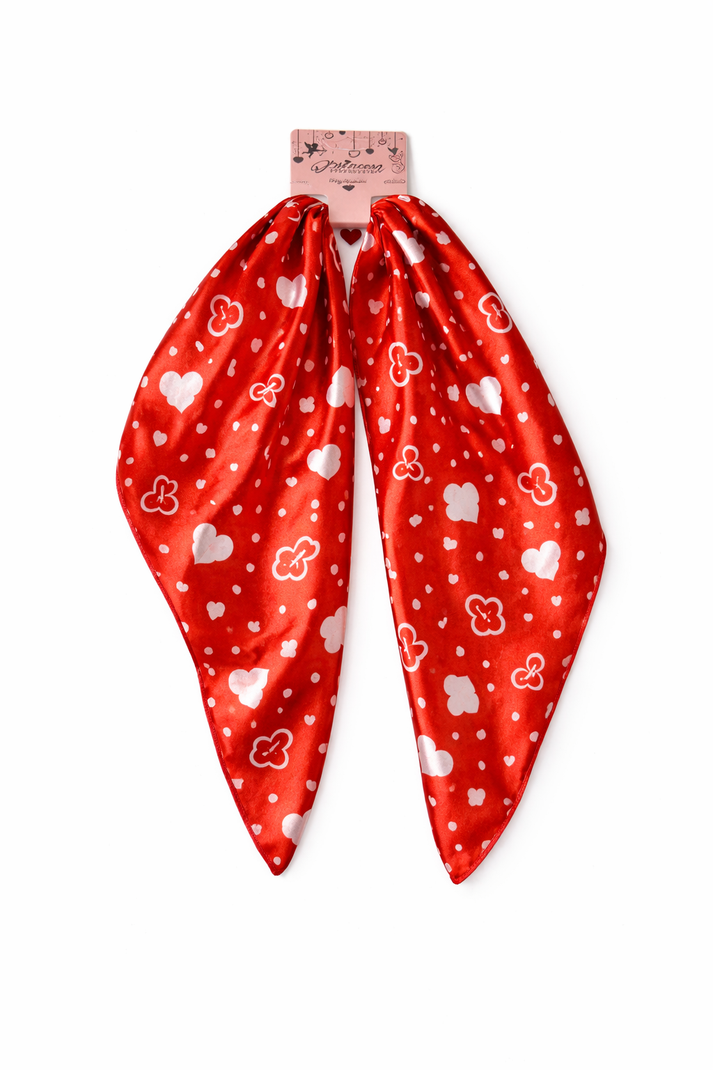 Multiuse Heart Print Satin Scarf