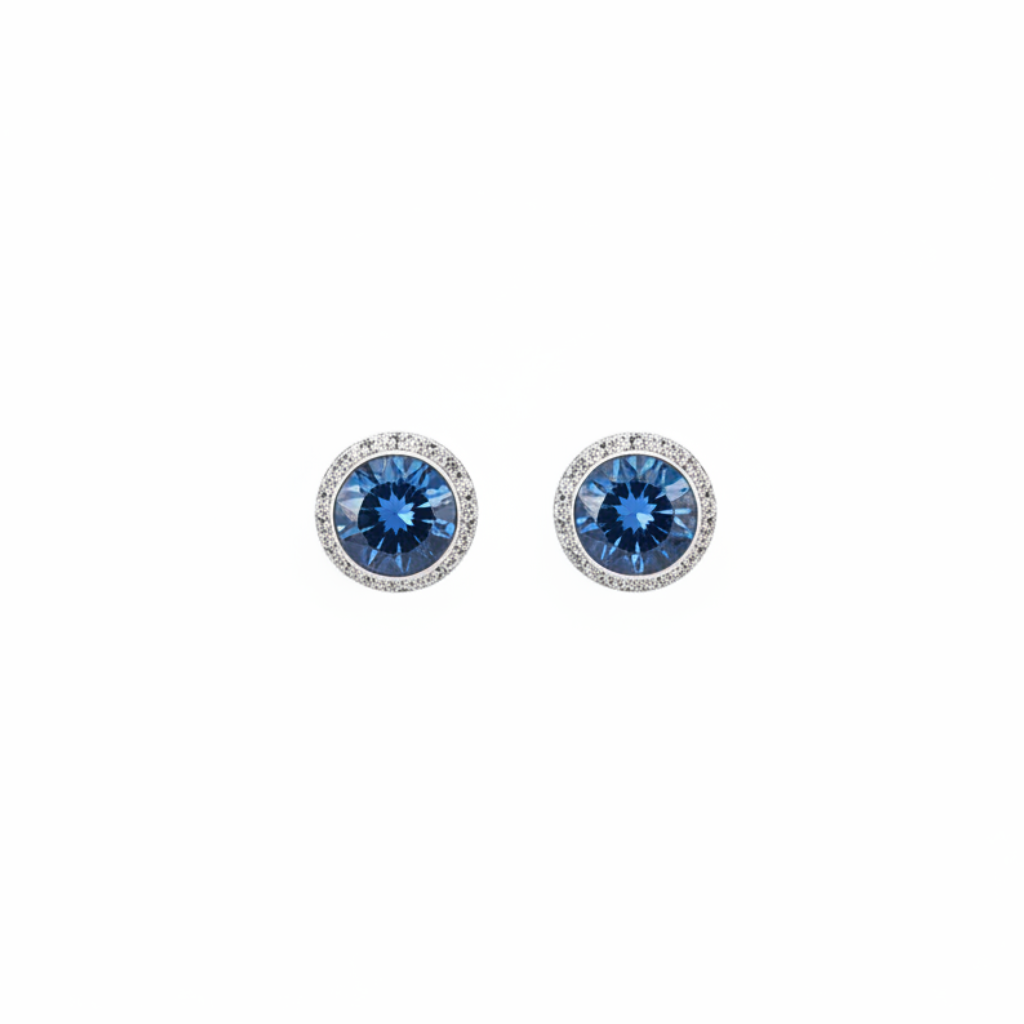 Blue Zircon December Birthstone Earrings