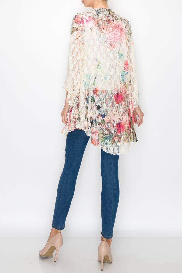Rose All Lace Ruffled Cardigan