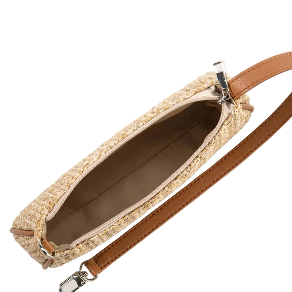 Underarm Woven Straw Bag With Stick Technique