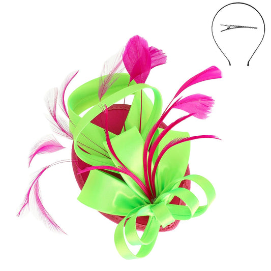 Feather Loopy Bow Disc Fascinator