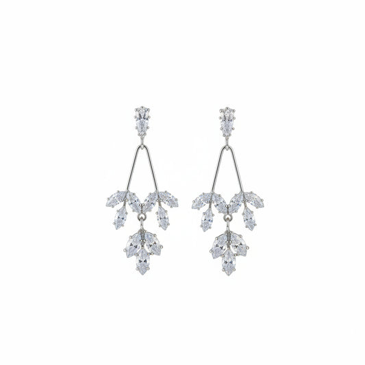 Silver Garden CZ Statement Earrings