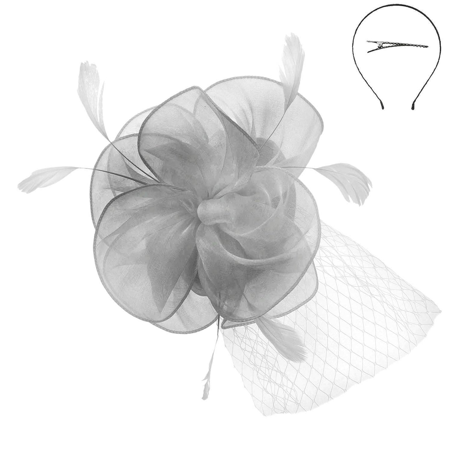 Silver Veil Elegance Fascinator