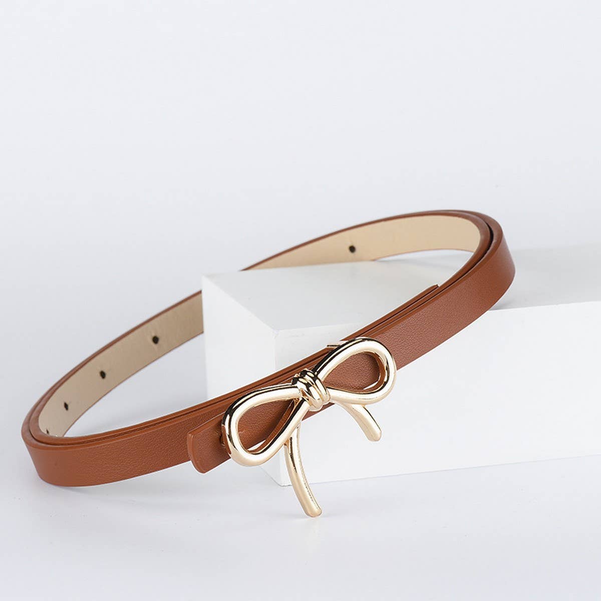 Bow  Leather Skinny Belt