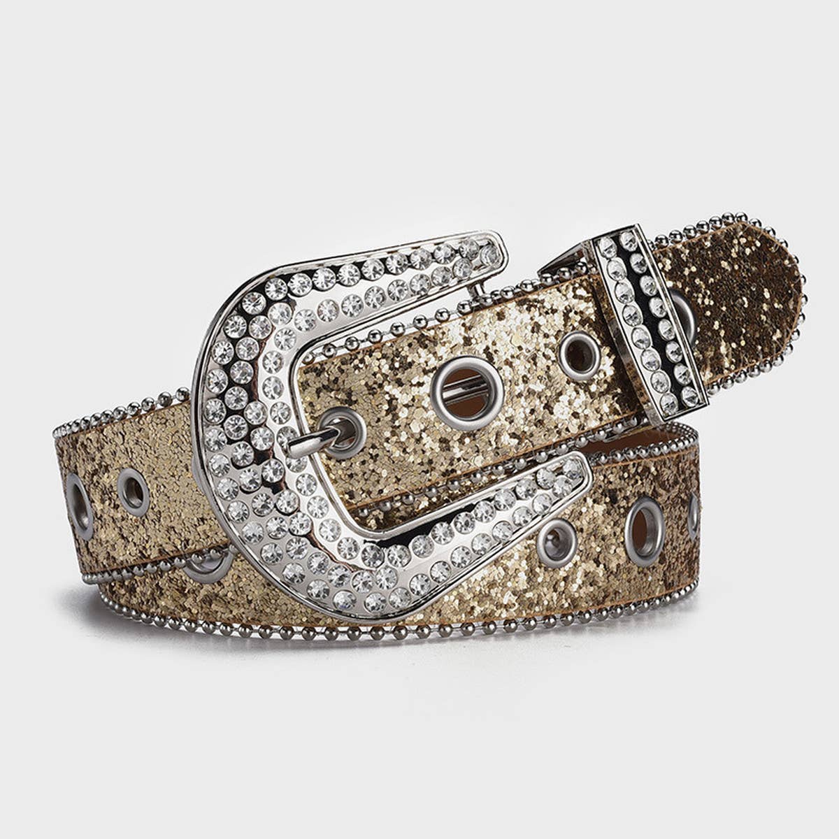 Womans Rhinstone Sequin Hollow Belt