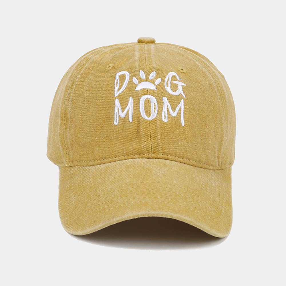 Dog Mom Vintage Washed Embroidered Baseball Cap