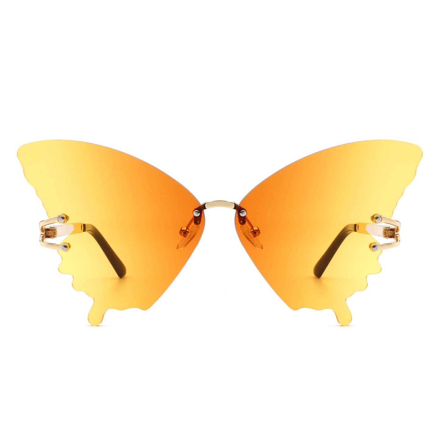 Rimless Oversize Butterfly Tinted Fashion Women Sunglasses