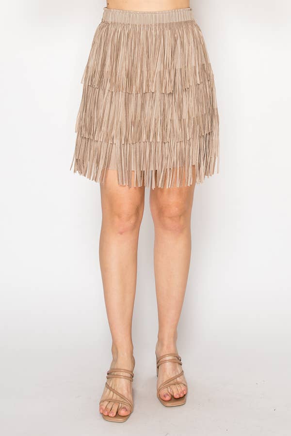 Short Layered Fringe Tiered Skirt