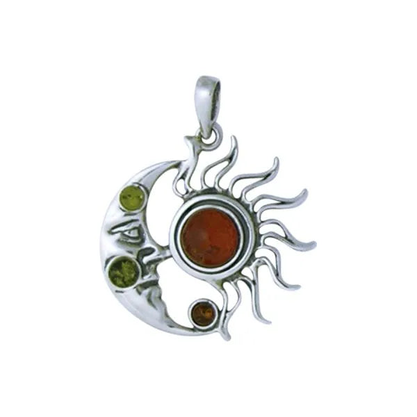 Amber Sun & Moon Pendant