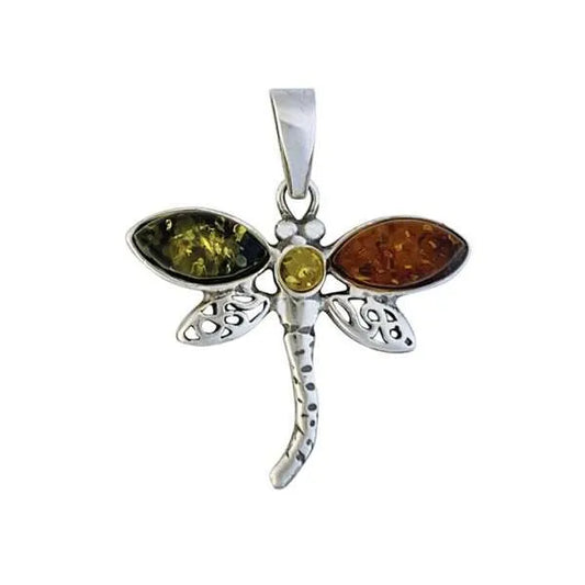 Tri Color Stone Dragonfly Charm
