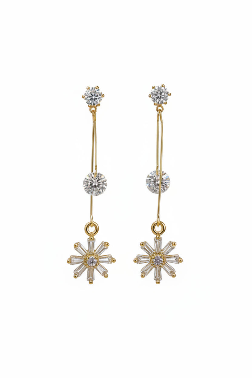 Golden Stardust CZ Drop Earrings