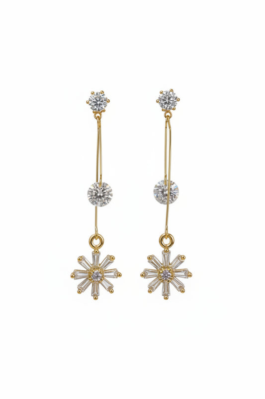 Golden Stardust CZ Drop Earrings