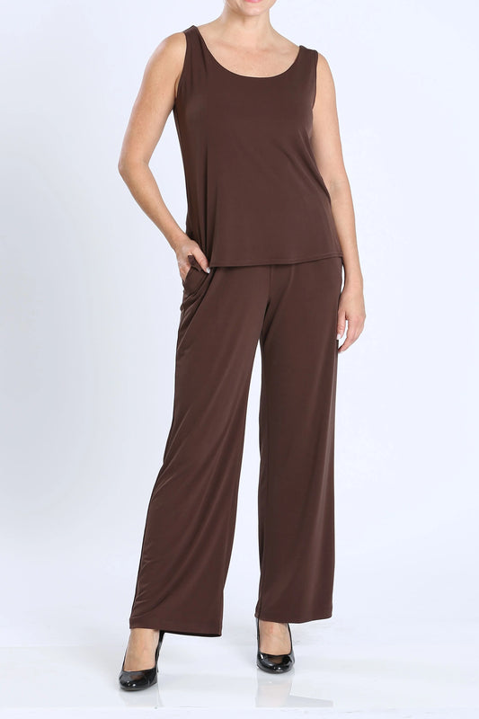 Wide Leg Long Pants & Scoop Neck Tank Top Set