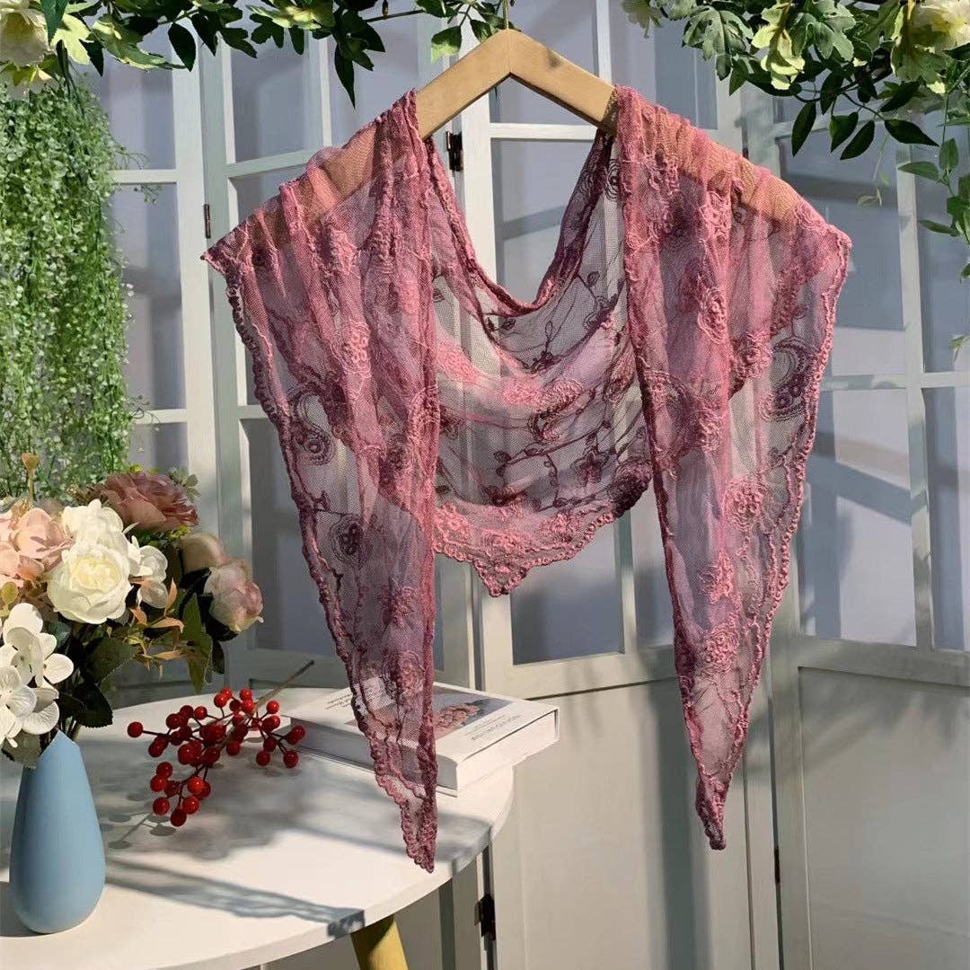 Scravii Embroidered Lace Shawl/Scarf