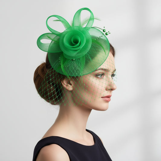 Floral Feathered Round Disc Fascinator