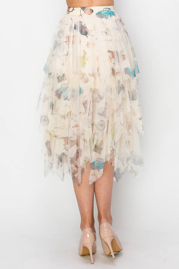 Dreamy Tiered Tulle Midi Skirt With Floaty Hem
