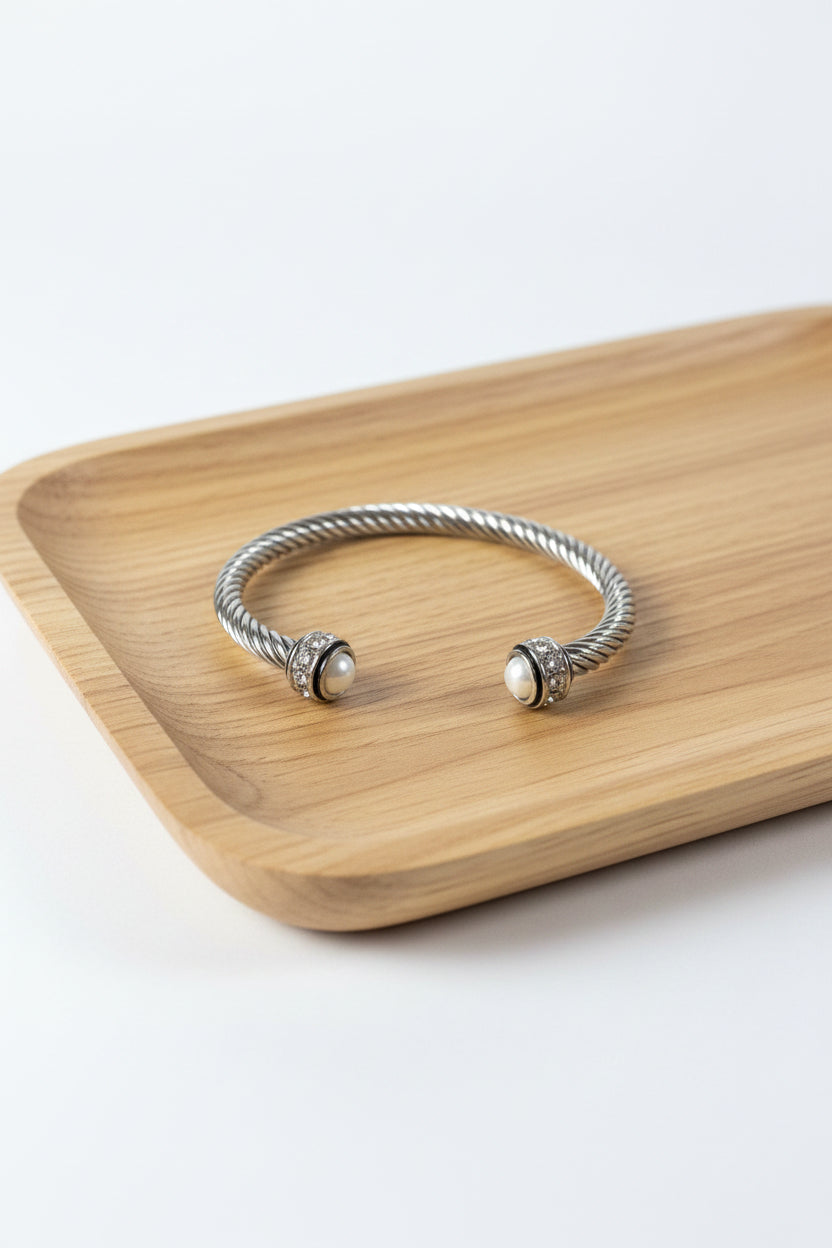 Moonlit Pearl Cable Bracelet