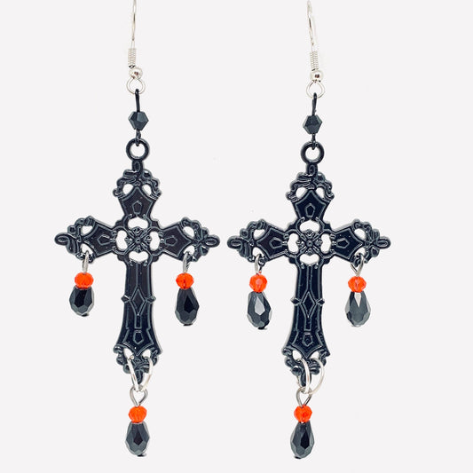 Gothic Diablo Cross Earrings