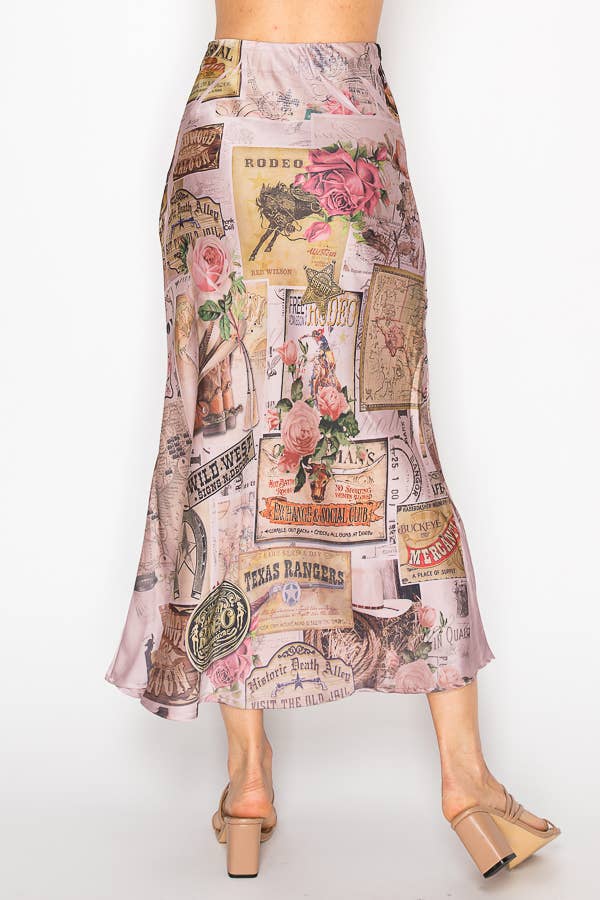 Rose West Silky Satin Midi Skirt