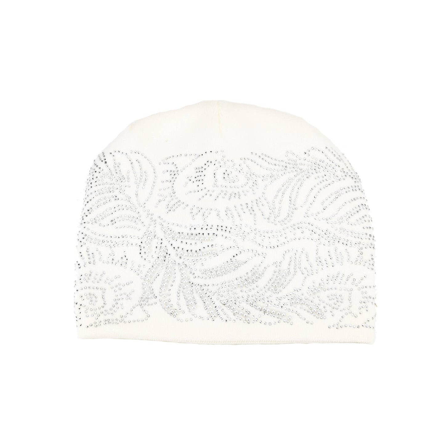 Rhinestone Encrusted Peacock Feather Beanie