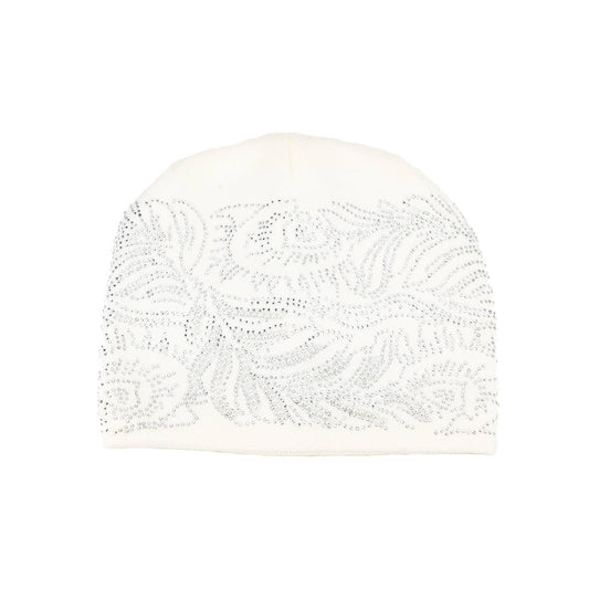 Rhinestone Encrusted Peacock Feather Beanie